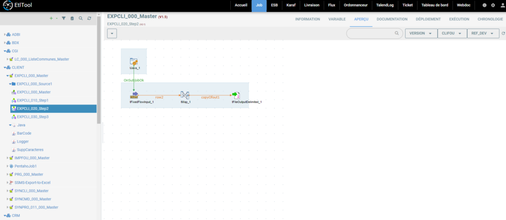 Visualisation job dans ETLTool