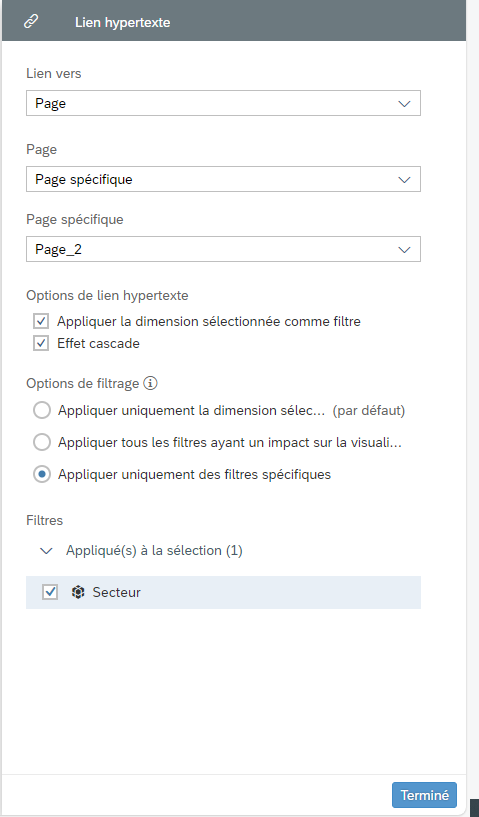 Ajout d'un filtre contextuel SAP Analytics Cloud