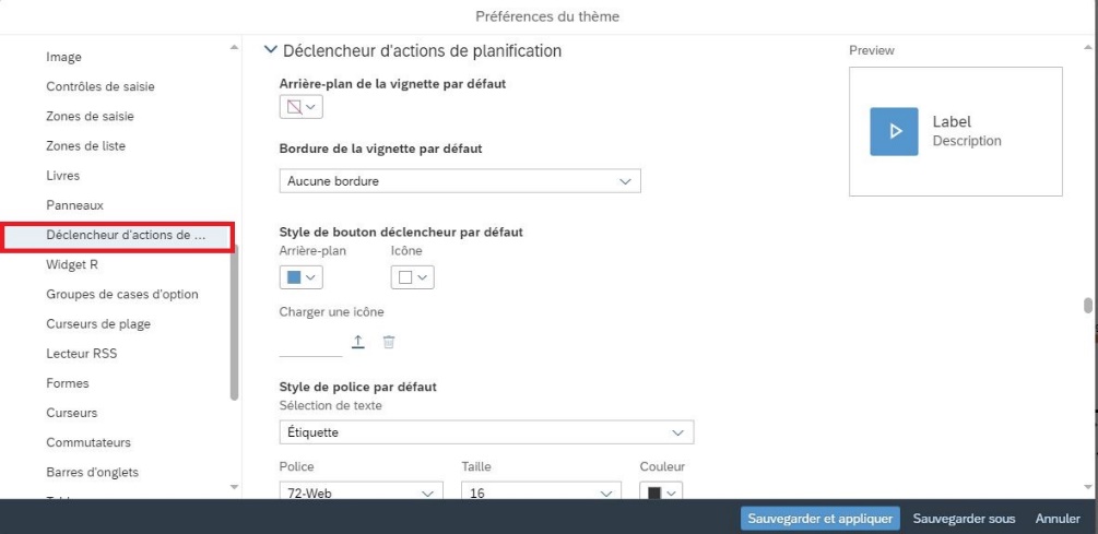 Formatage déclencheur d'action de données