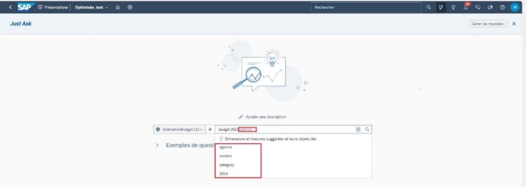 Utilisation de la fonctionnalité JustAsk