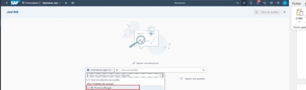 Utilisation de la fonctionnalité JustAsk 2