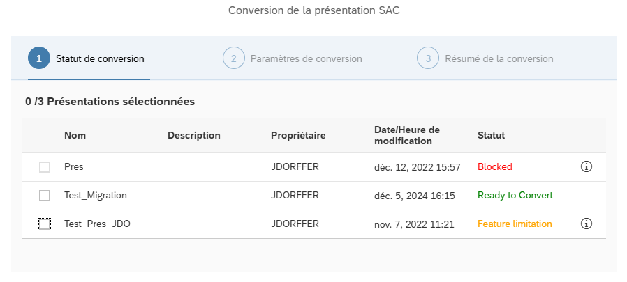 Conversion de la présentation SAC 2