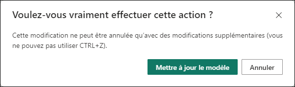 Confirmation mettre à jour le modèle DAX