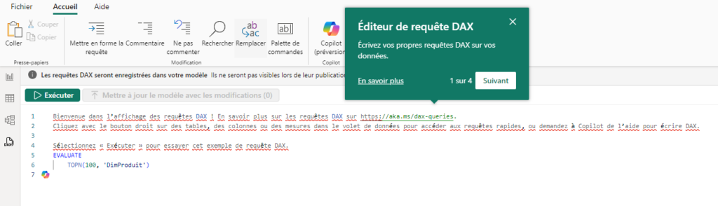 Éditeur de requête DAX