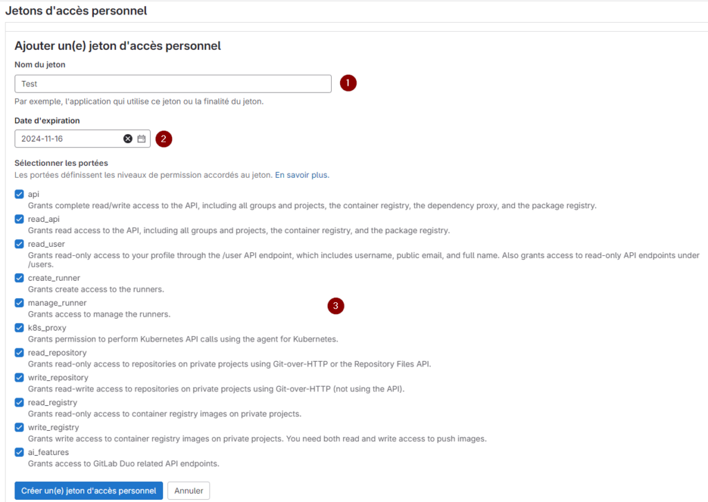 Configuration Git Cloud jeton d'accès personnel